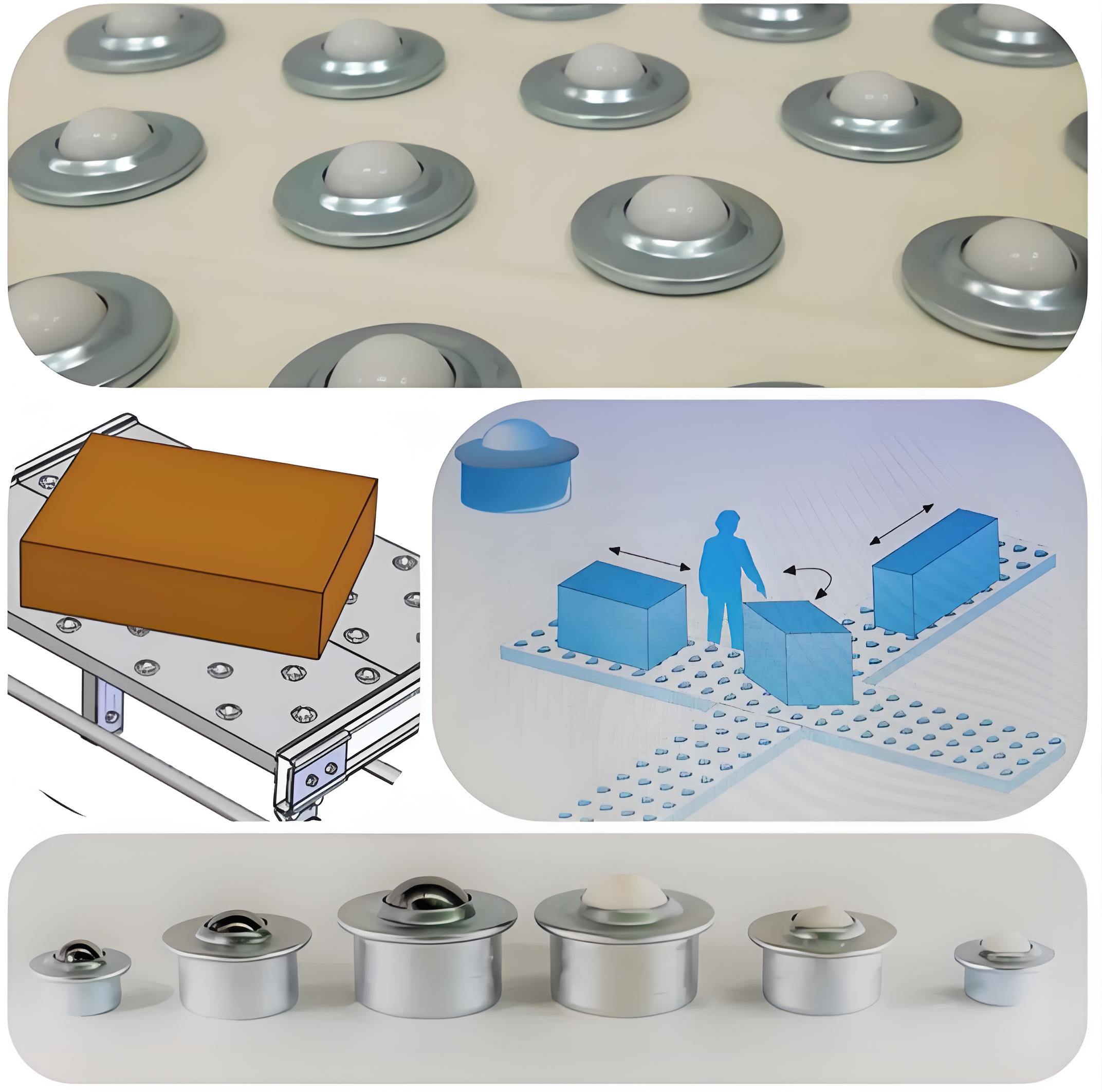 Durable ball rollers and ball transfer units made from stainless steel for superior wear and corrosion resistance.